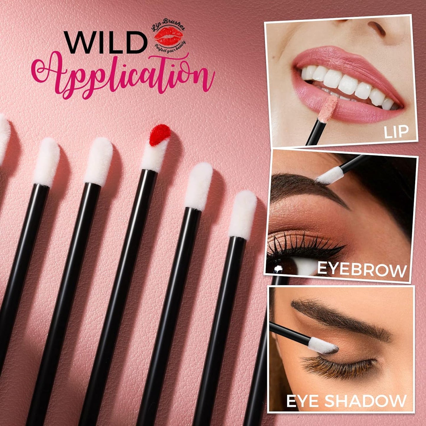 Teenitor 600 Pcs Disposable Lip wands Lip Applicators Disposable, Lipstick Testers Wands Lint Free Applicators for Makeup Lip Brushes Wands Makeup Beauty Tool Black