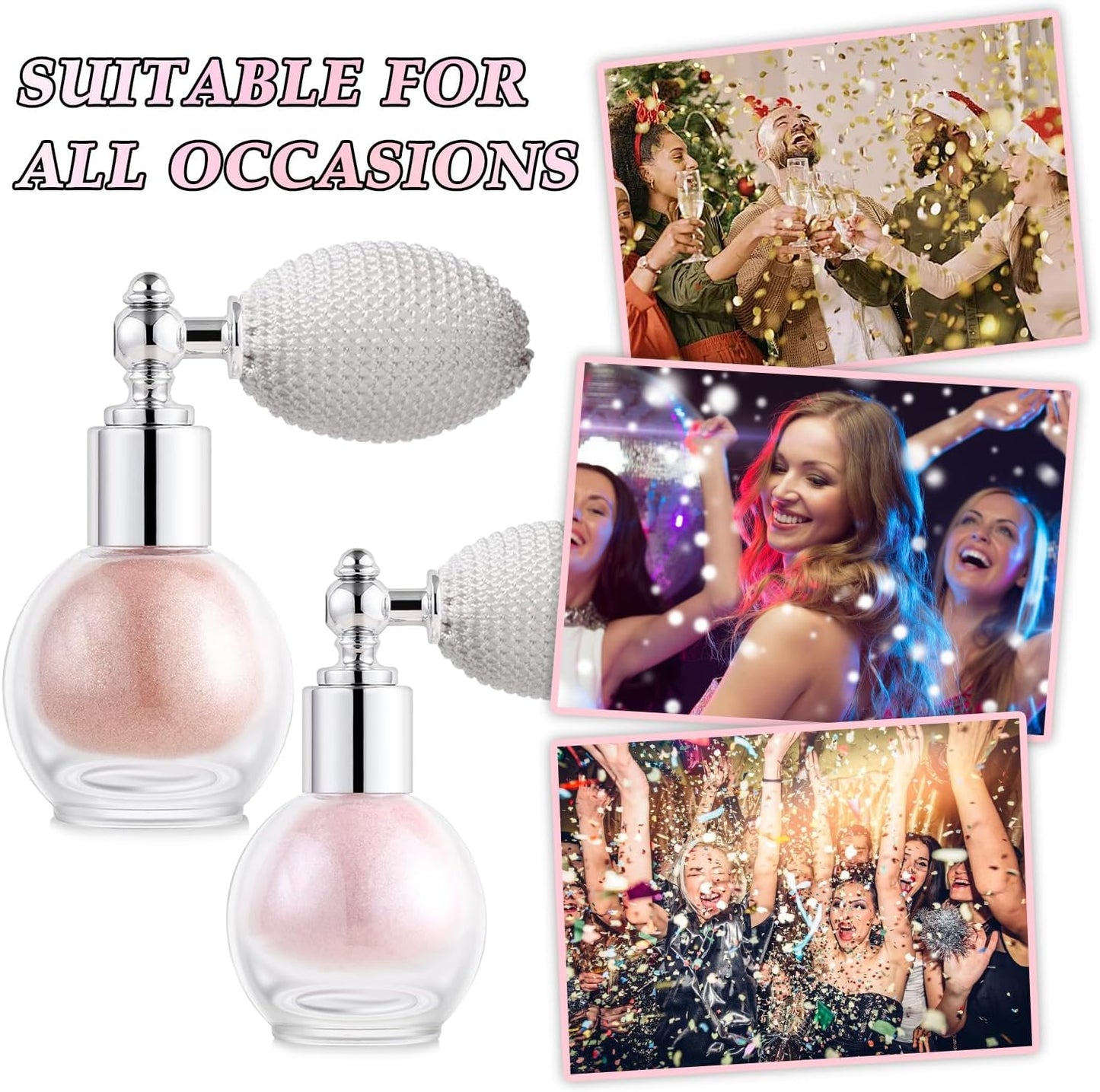 Hair and Body Glitter Spray, Holographic Glitter Highlighter Powder, Face Body Clothes Shiny Glitter, Loose Shimmer Hairspray Festival Rave Prom Accessories (Champagne)