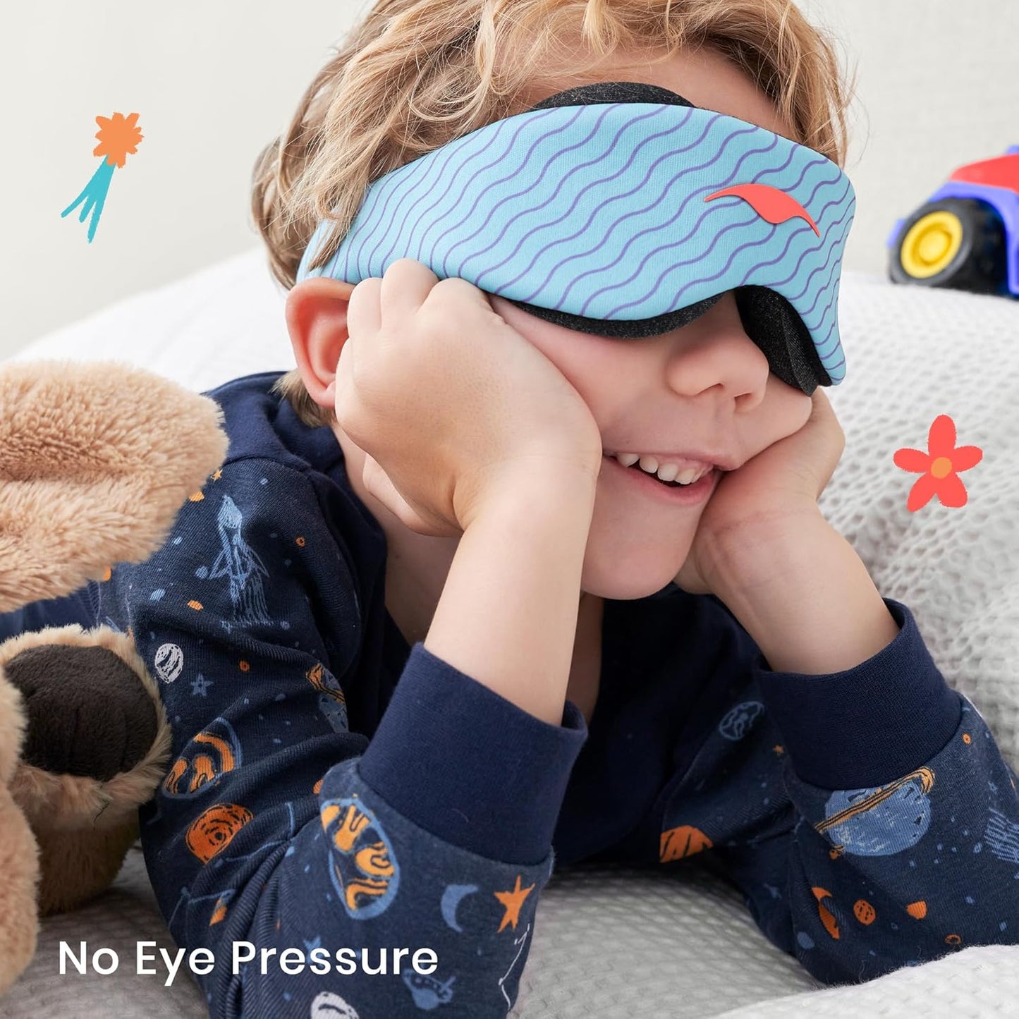 Manta Kids Sleep Mask - Comfy & Cute Blackout Sleeping Mask with Adjustable Eye Cups, Soft & Breathable Machine Washable Kids Eye Mask for Girls, Boys, Toddler Aged 6+ (Arctic Blue)