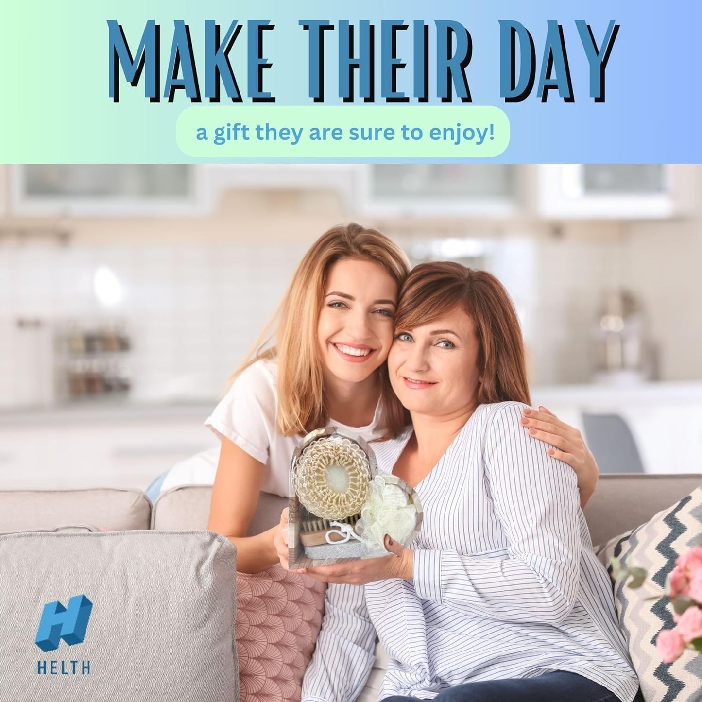 Spa Kit Birthday Box with Loofah Body Brush Lemon Lime Goat Milk Soap, Green