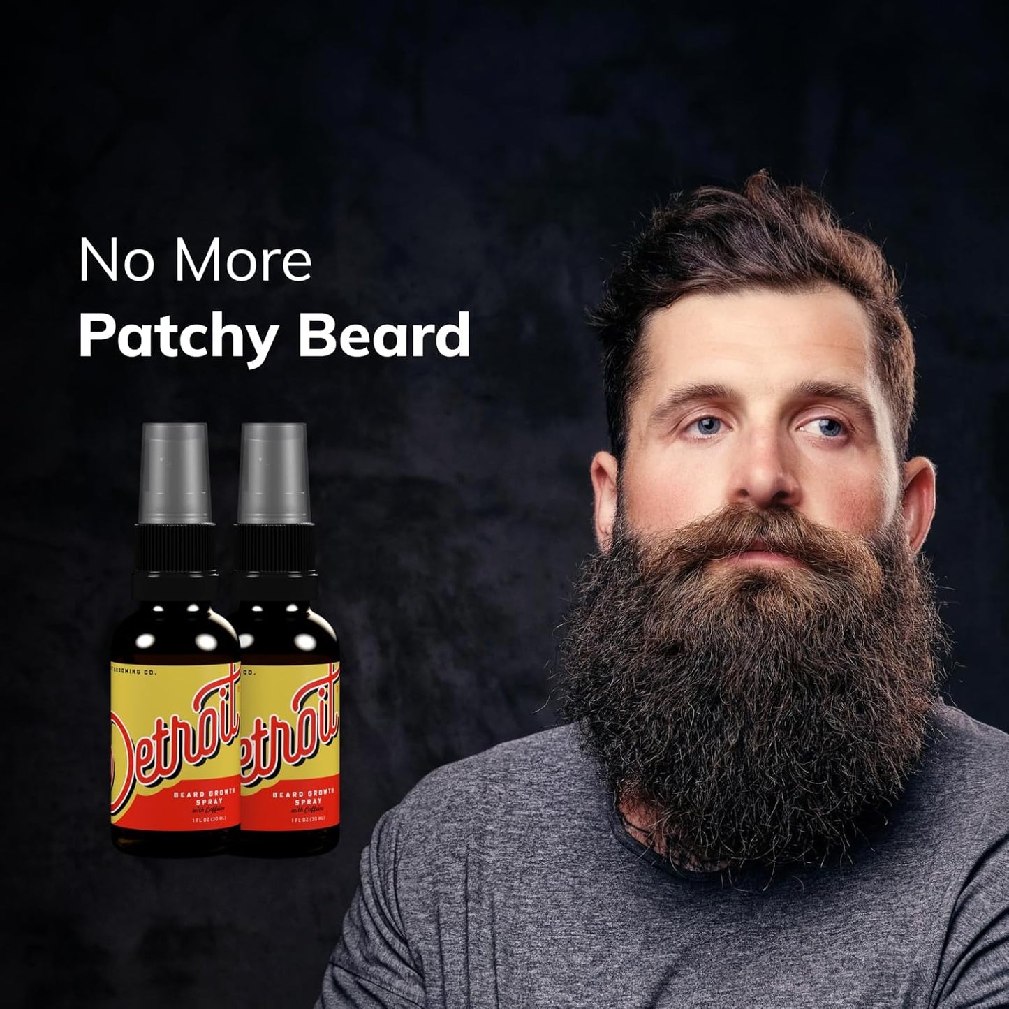 Detroit Grooming Co. Beard Growth Spray | Boost Beard Growth with Biotin, B7 & Caffeine | Hydrating Beard Care with Lavender Water, Green Tea & Glycerin | 1oz Bottles (2-pack)