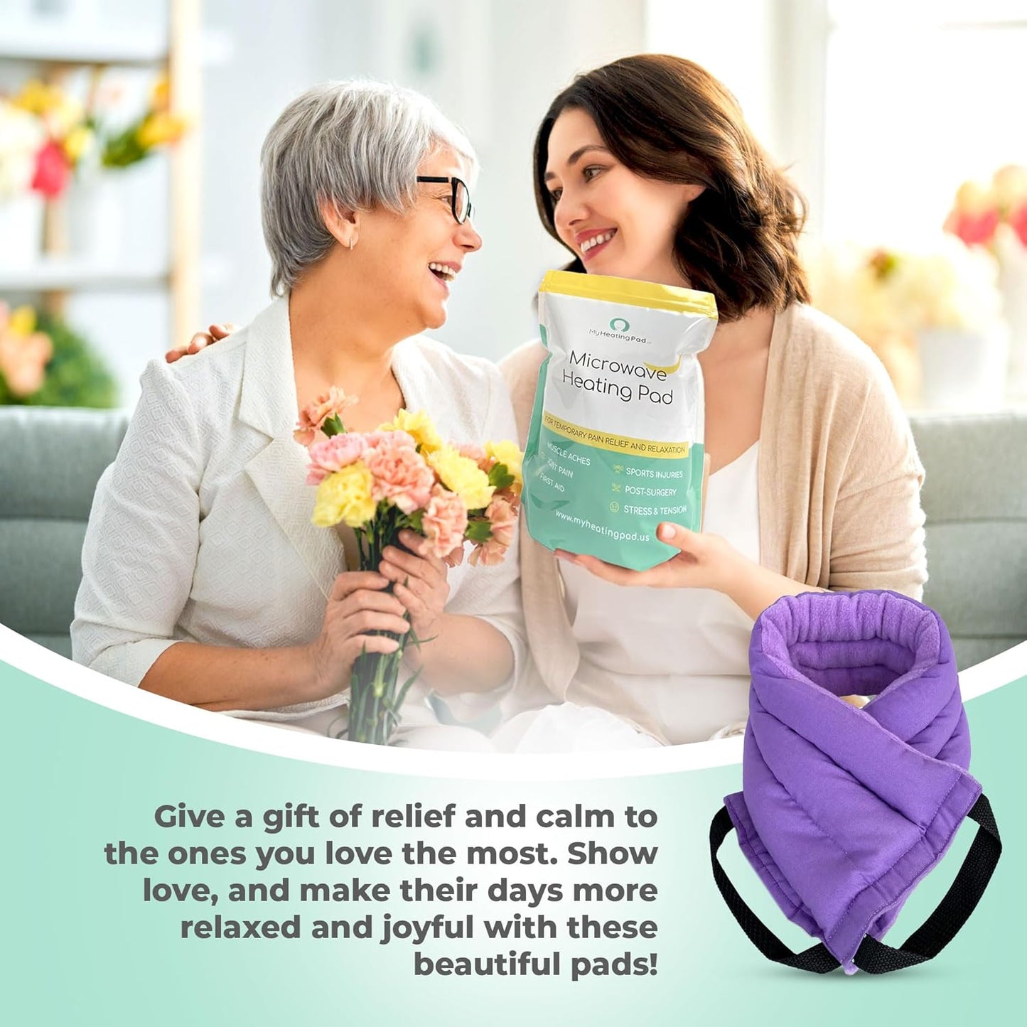 Microwavable Heating Pads for Lower Back, Neck, and Shoulder Pain Relief - Moist Microwave Heating Pad for Muscles and Joints - Microwave Hot Pack Heat Pad for Cramps -2 Heat Pack Purple