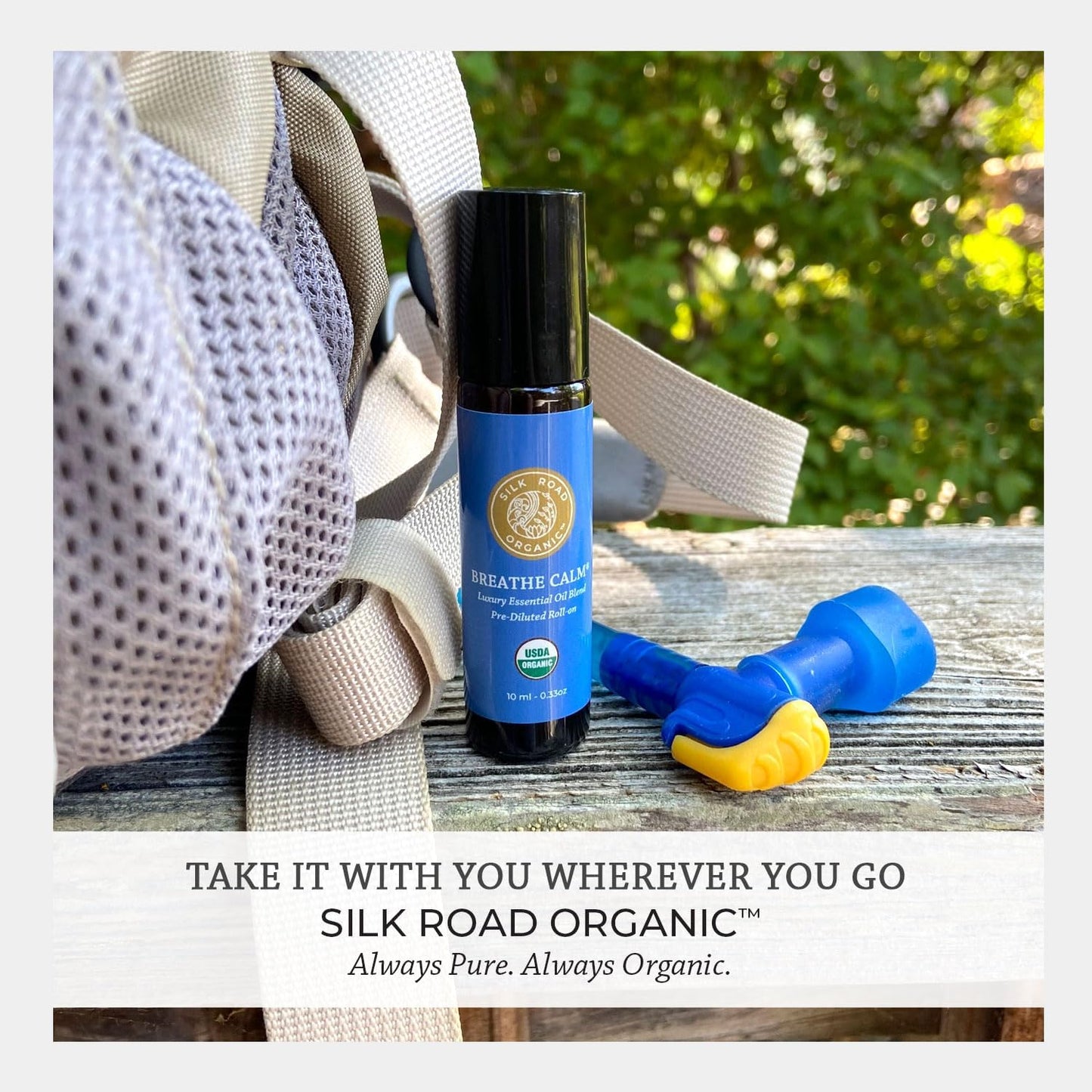 Silk Road Organic Breathe Calm Essential Oil Breathe Easy Blend Roll On, 100% Pure USDA Certified Aromatherapy for Cold, Cough, Congestion, Allergy Relief, & Wellness - 10 ml Roller