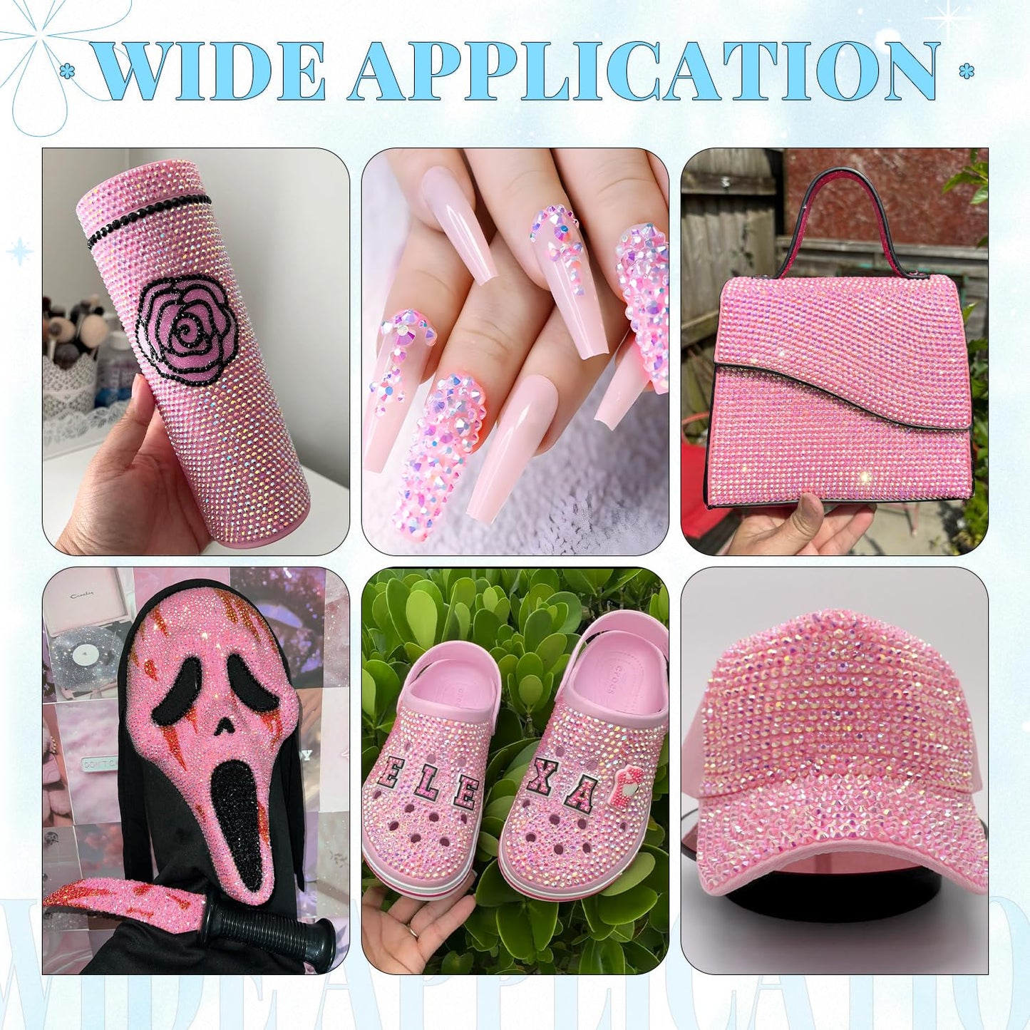 6000Pcs Resin Rhinestones for Bedazzling with 3Pcs B7000 Jewelry Glue, 1 Box Light Pink AB Flatback Rhinestones for Crafting Crafts DIY, Crystals Gems for Clothing Shoes Tumblers Nail Art Makeup