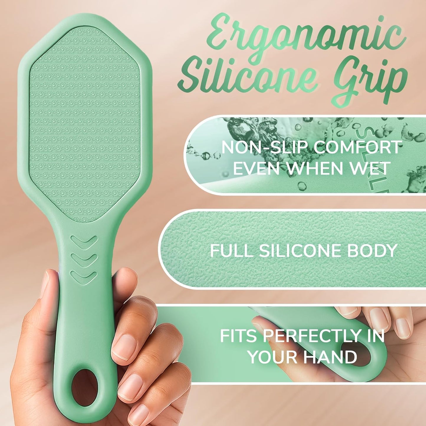 Silicone Foot Callus Remover - Nano Glass Foot File for Dead Skin and Cracked Heels - Callus Remover for Feet & Hard Skin - Ergonomic Foot Scrubber & Exfoliator for Soft, Smooth Feet - Green