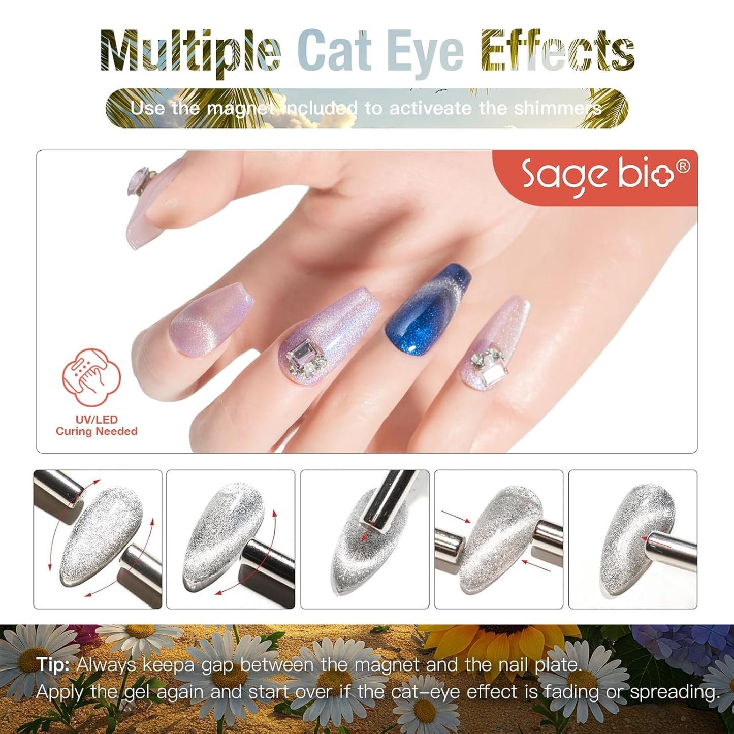 Cat Eye Gel Nail Polish, 15ml Magnetic Gel, High-Gloss Finish, Long-Lasting, DIY Manicure Kit with Magnet Stick, Stunning 3D Magnetic Effect, 01