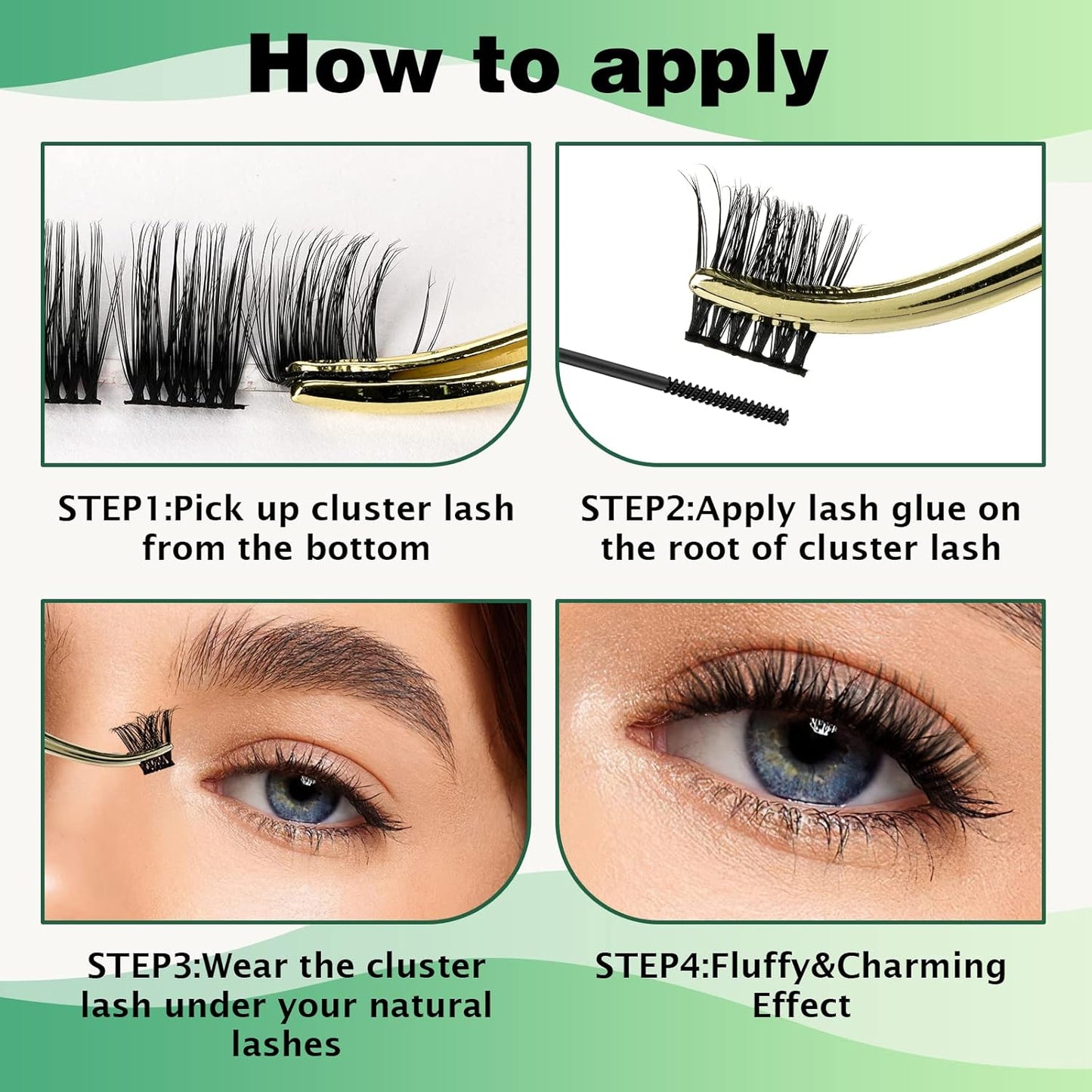 Lash Clusters 96pcs Individual Lashes D Curl 14mm Cluster Lashes KEYYOU Volume Wispy Lash Extension Soft&Comfortable Easy DIY at Home(Y12 D-14mm)