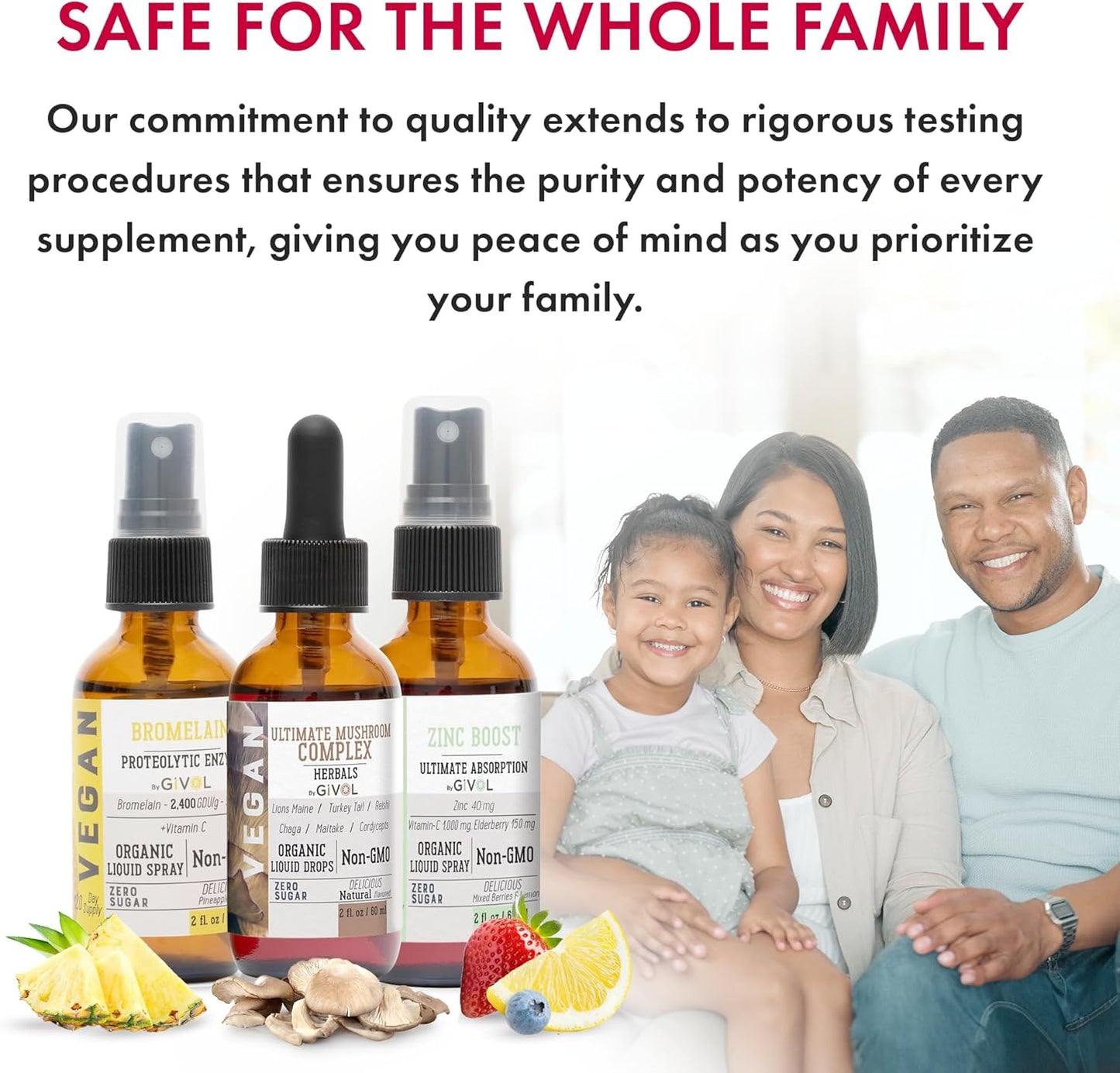 Digestive Harmony Bundle Liquid Vitamin Trio Mushroom Complex Lions Mane, Reishi, Maitake & Chaga, Zinc Picolinate & Bromelain | Non-GMO | Gluten Free | Sugar Free | 2 Fl Oz | 240 Days Supply