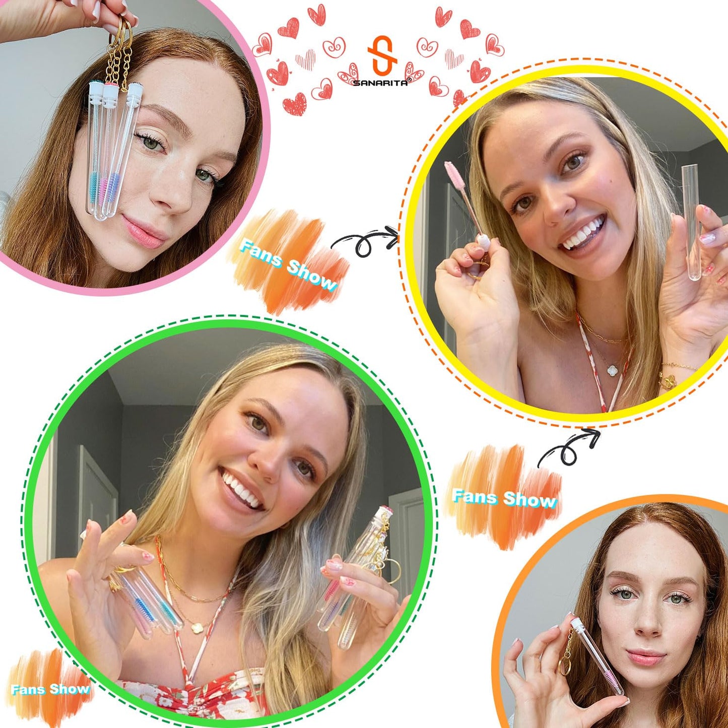 Upgrade 48 Pieces Disposable Mascara Wands Set,Diamond Mascara for Women and Girls- Include 24 Pcs Crystal Lash Spoolies Brush and 24 Pcs Reusable Keychain Empty Eyelash Brush Tubes