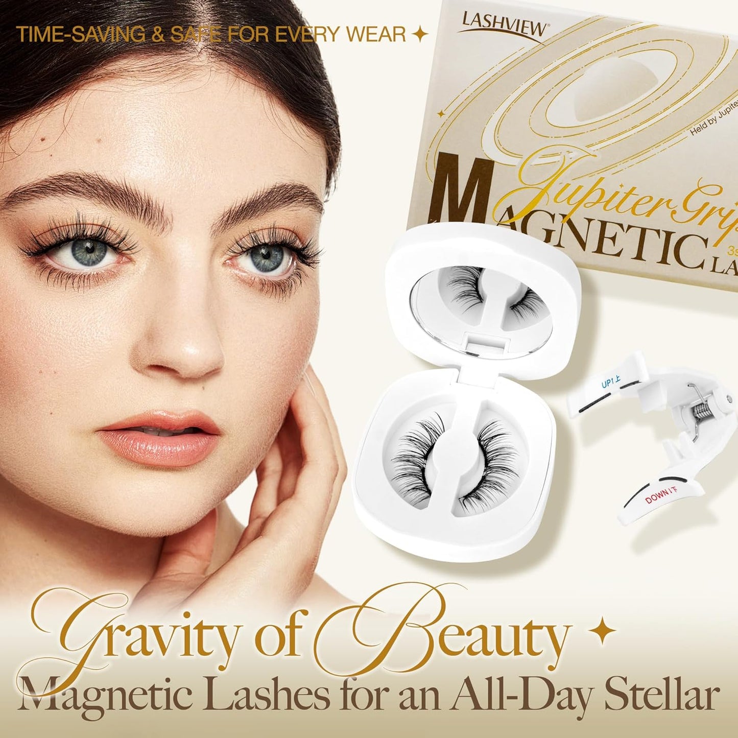 LASHVIEW Update Soft Magnetic Eyelashes Natural Look, Reusable Manga Magnetic Lashes Kit with Applicator CT32