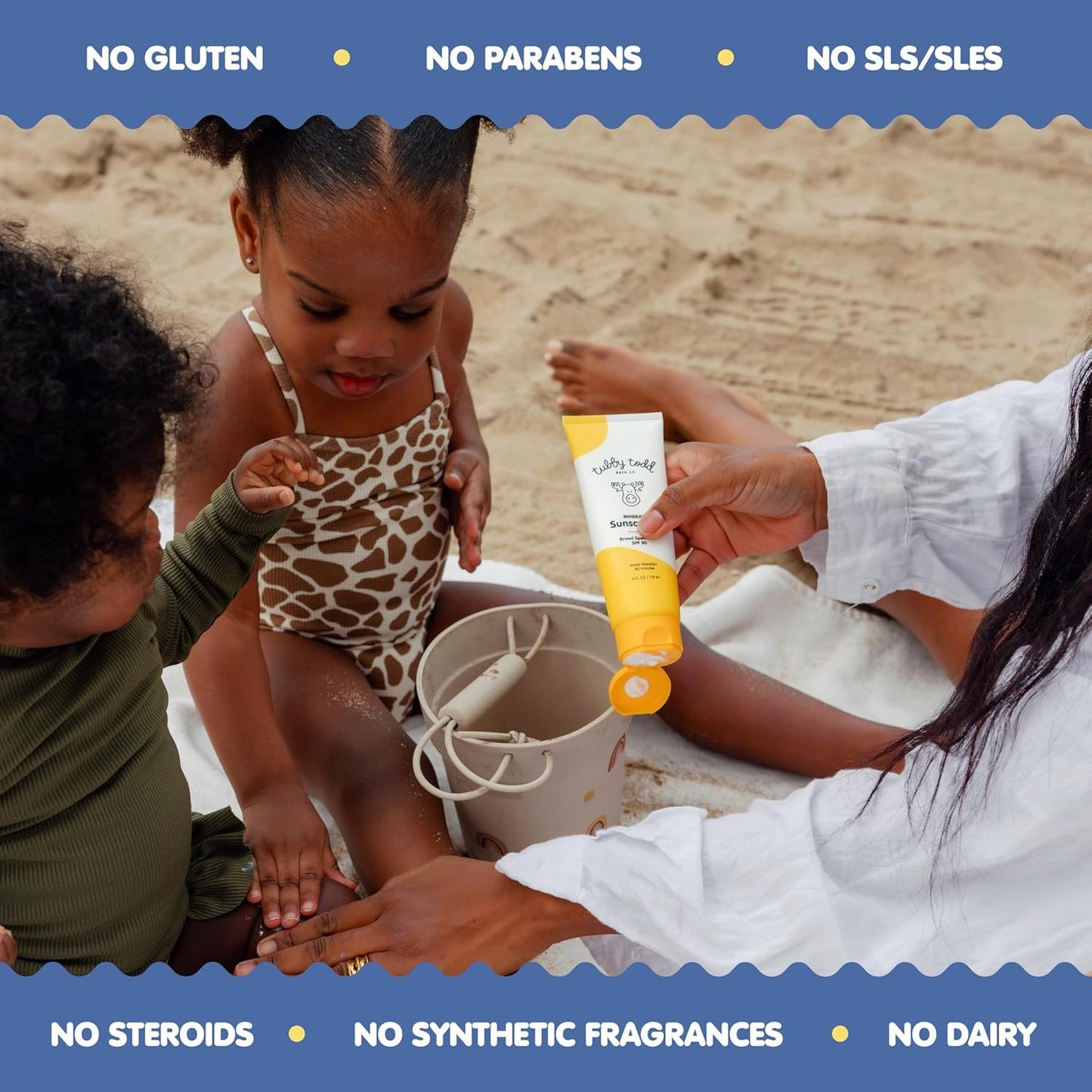 TUBBY TODD Mineral Sunscreen SPF 50 - Broad Spectrum Sunscreen Lotion for Kids - Water-Resistant for 80 Minutes - Safe for Sensitive Skin - Non-Greasy Feel - 2 Pack, 4 Fl Oz