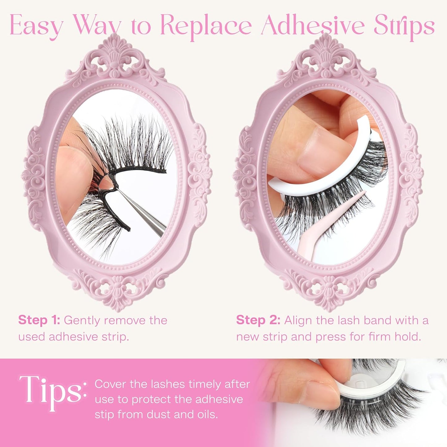CALAILIS Self Adhesive Eyelashes 5 Pairs Natural Look Press On Lashes No Glue Need Eyelashes Reusable Cat Eye Wispy Self-adhesive False Lashes with Replacement Adhesive Strips (C131)