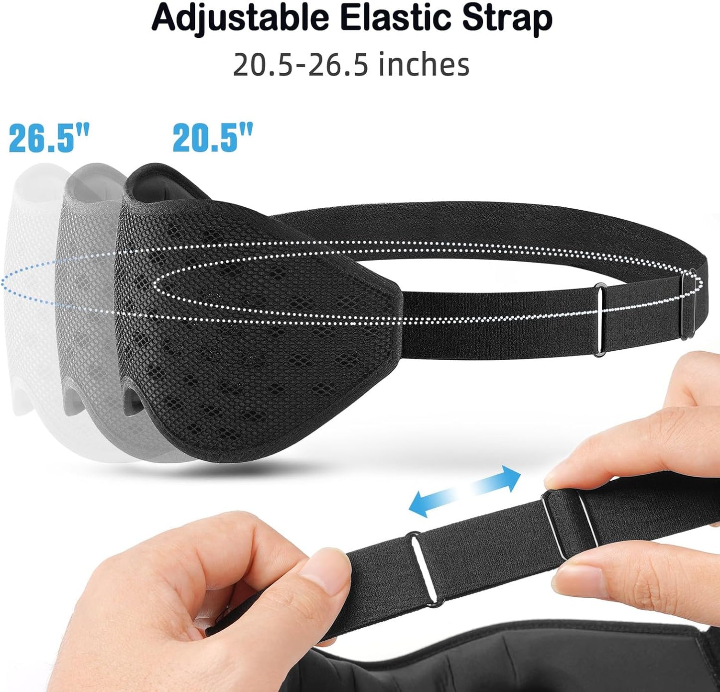 LitBear Breathable Sleep Mask, 3D Eye Mak Sleep for Side Sleepers Women Men, Light Blocking Sleeping Mask with Adjustable Strap, Soft Lightweight Eye Cover for Travel, Night Work, Nap, Office - Black