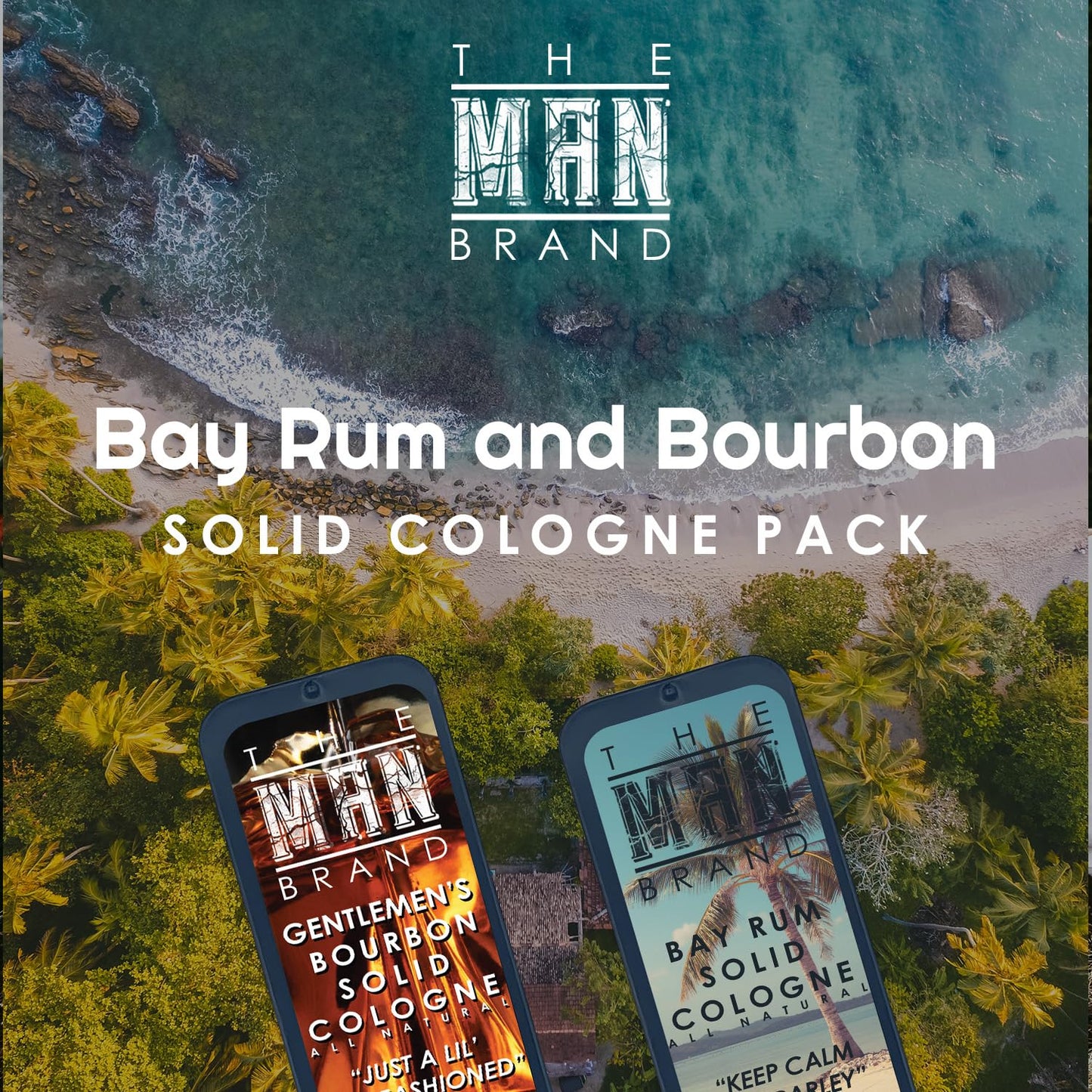 Solid Cologne Sample Set with Bay Rum Solid Cologne and Genlemen's Bourbon Solid Cologne (Bay Rum and Bourbon - 2 Pack - 0.75 oz each)