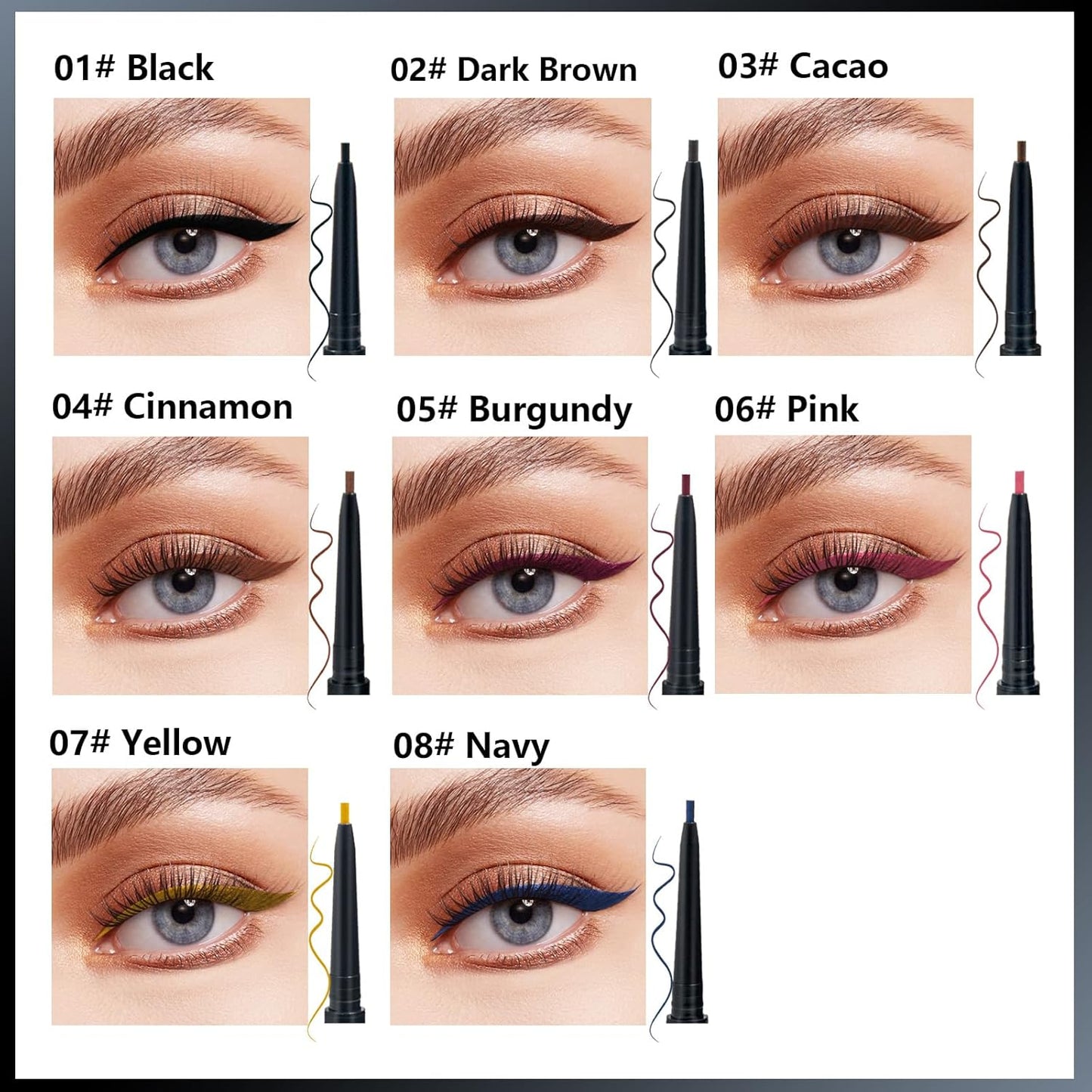 Witch's Pouch Gel Eyeliner Pencil Waterproof Smudge Proof, Long-Lasting Eye Liner, High-Intensity Colored, Ultra-Smooth Korean Eye Pencil Eye Makeup (08 Navy)