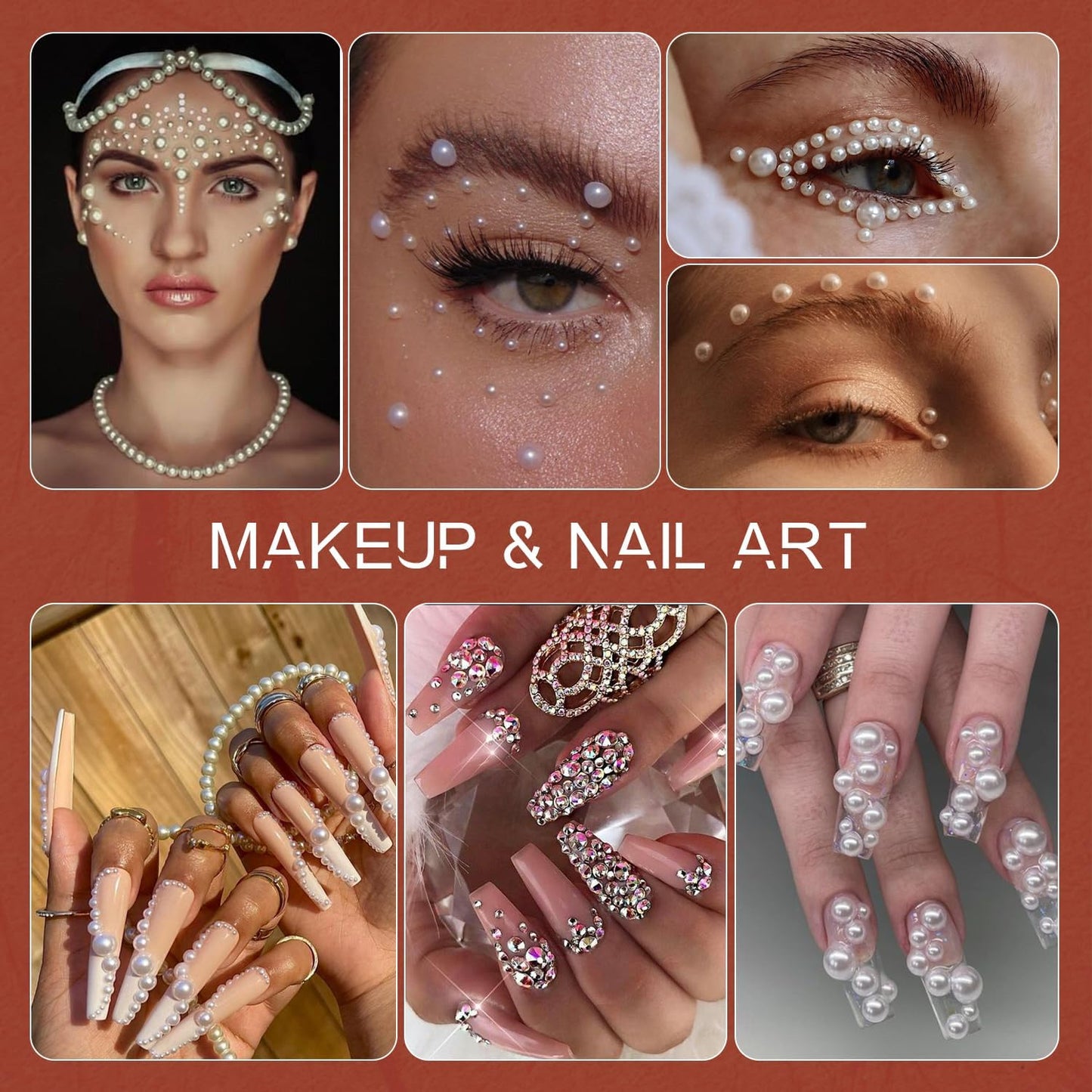 80g Flatback Pearls and Rhinestones for Crafting, Pink White 3-10mm Resin Rhinestones and Half Pearls for Bedazzling, Nail Art and Dec with 3pcs 10ml B7000 Jewelry Glue, Tweezer and Pickup Pencil