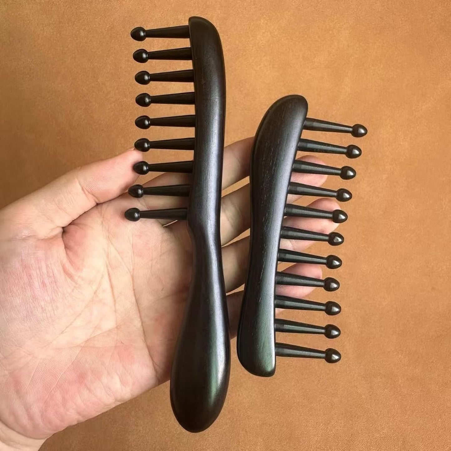 Eleven Teeth Meridian Massage Comb - Scalp Massage Comb Gua Sha Ebony Wood Head Massager for Hair Growth, Hair Massage Wooden Gift for Women (Eleven teeth, 5.2” x 2.1”)