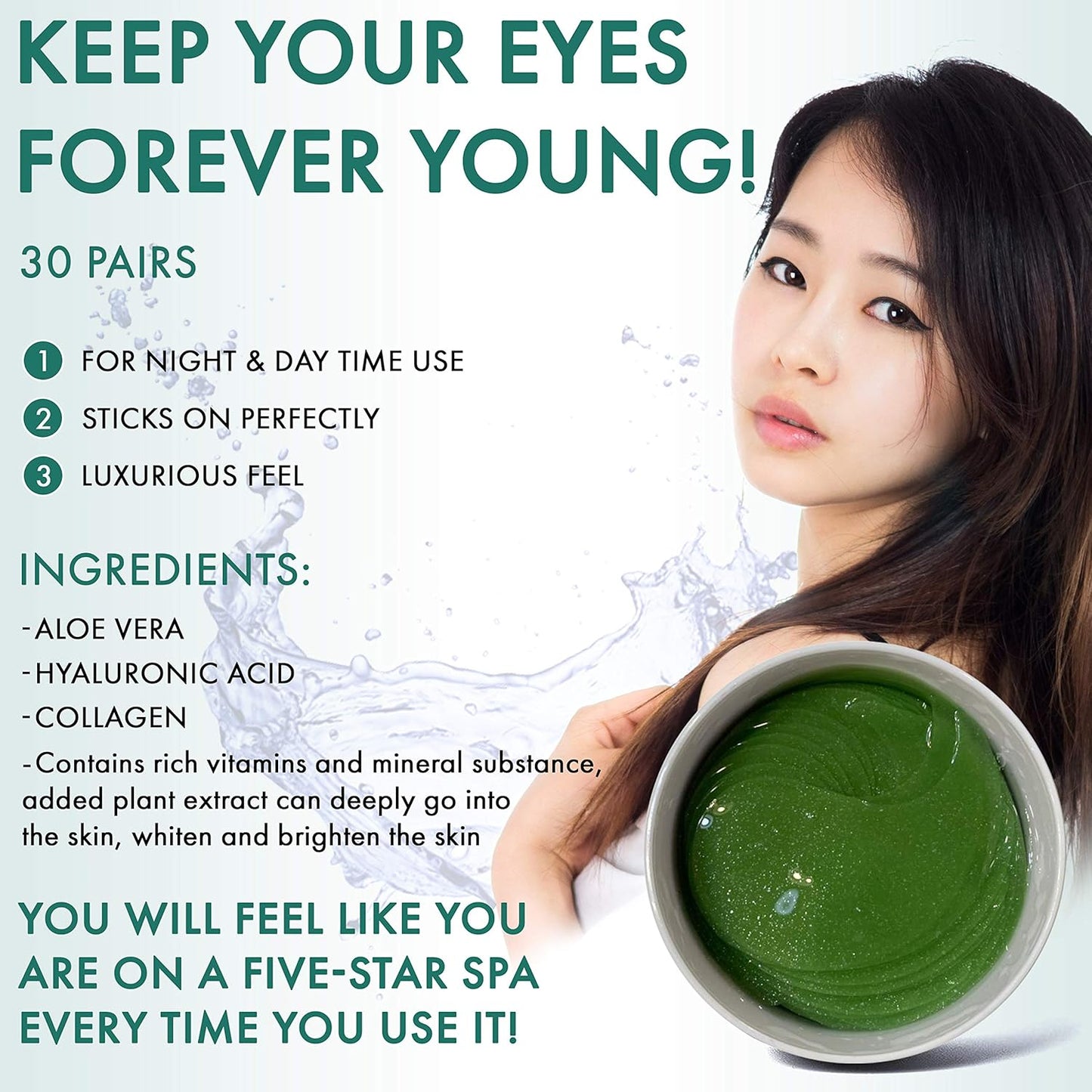 Korean Under Eye Patches Aloe Vera Mask Anti-Aging Hyaluronic Acid Collagen Neck Forehead Laugh Line Pad Reducing Dark Circles Treatment (120pcs, aloe eye patches)