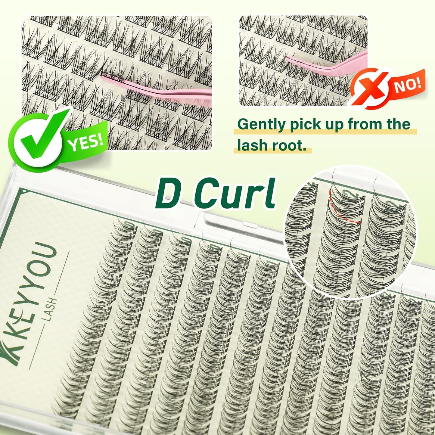 KEYYOULASH Lash Clusters Manga Lash Extension D Curl 144pcs 10-12mm Wispy Eyelash Clusters Natural Volume Eyelash Extensions Individual Lashes DIY at Home(KY10,D-10-12MIX)
