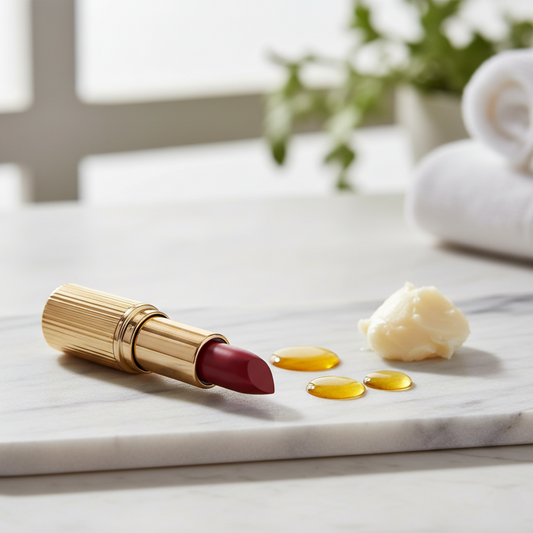 Essence of Argan Deep Red Lipstick — moisturizing tinted lip balm with organic Argan oil and Shea butter for hydrated, long-lasting color, available at GlowNovaBeauty.