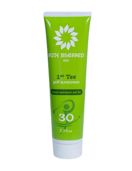 1st Tee Golf Sunscreen Lotion by Sun Blessed Skin, SPF 30 Odor Free, Lightweight and Grease Free Formula, Water and Sweat Resistant for all Skin Tones and Skin Types, 3.3 fl oz