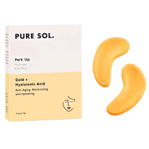 PURE SOL Hydrogel Gold Under Eye Mask - Hyaluronic Acid, Retinol - Anti-aging, Moisturizing and Hydrating - 12 Pairs | Eye Patches for Puffy eyes, Dark Circles - Gifts for Women. Gifts for Mom