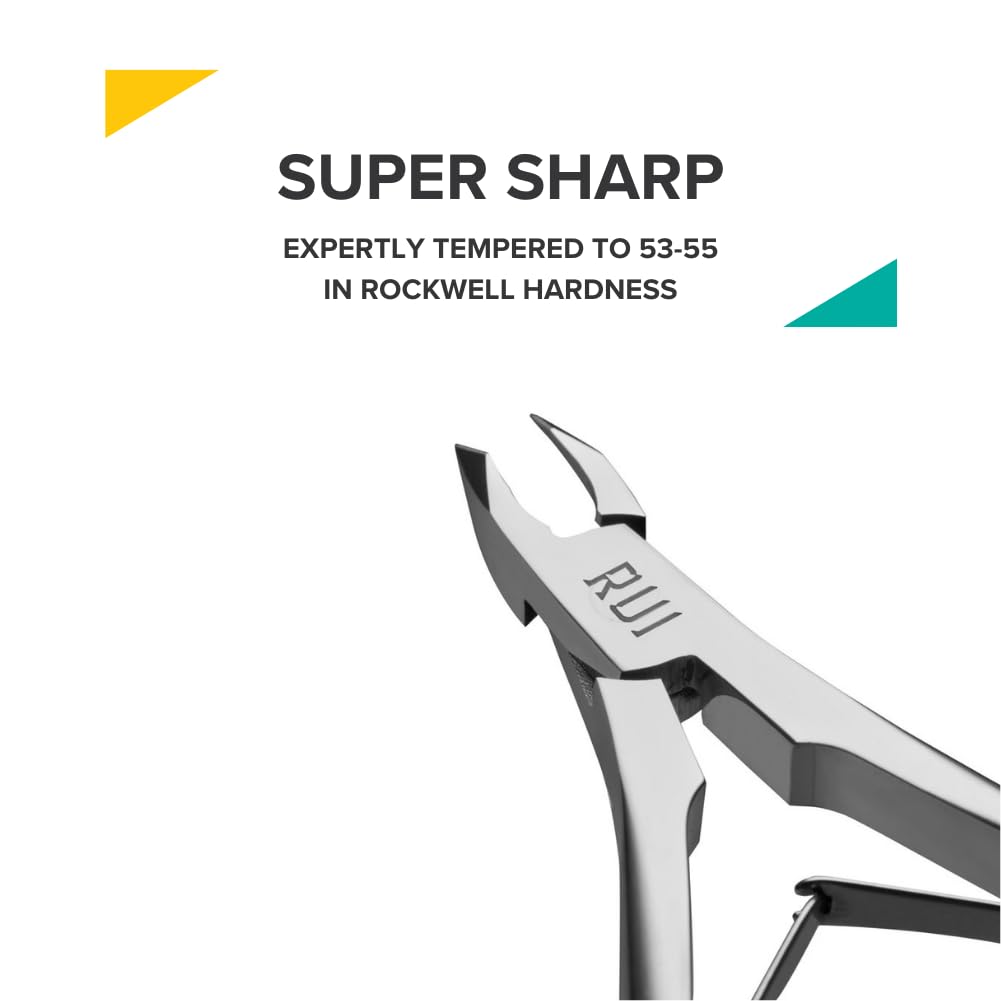 Rui Smiths Ultra-Premium Stainless Steel Cuticle Nippers - Professional Stainless Steel Cuticle Cutters - Japanese Handle, Mirror Finish - 4mm Jaw, Double Spring