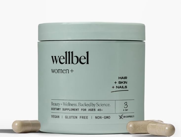 WELLBEL Women + Clean Supplement for Hair, Skin, and Nails, Vegan, Gluten Free, Non GMO 90 Count
