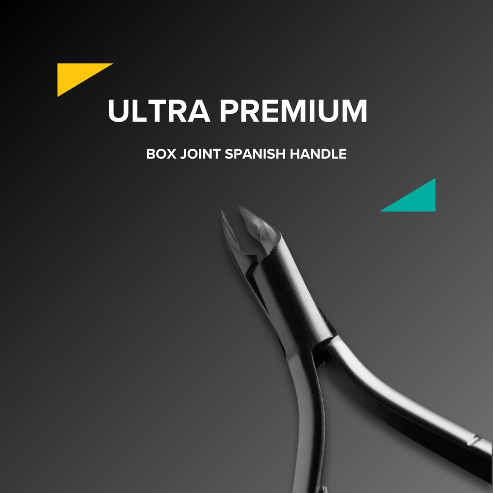 Rui Smiths Ultra-Premium Stainless Steel Cuticle Nippers - Professional Stainless Steel Cuticle Cutters - Spanish Handle, Rounded Box Joint, Matte Chrome Plated - 5mm Jaw, Single Spring