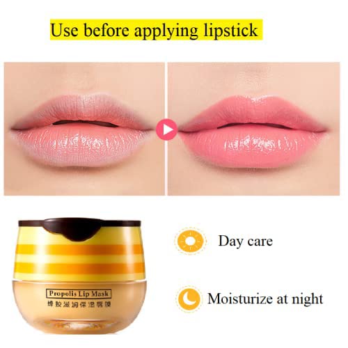 2PCS Lip Balm Honey Pot,Propolis Moisturizing Honey Lip Mask Lip Balm,Hydrating & Prevention Dry and Cracked Lip Scrubs Exfoliator