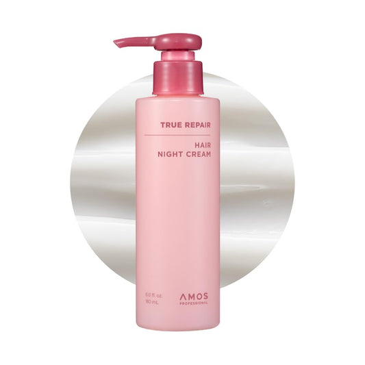 AMOS PROFESSIONAL True Repair Hair Night Cream l Overnight Hair Leave-in Conditioner, Hydrating & Deep Conditioning for Dry and Damaged Hair, 6.0 fl. oz.