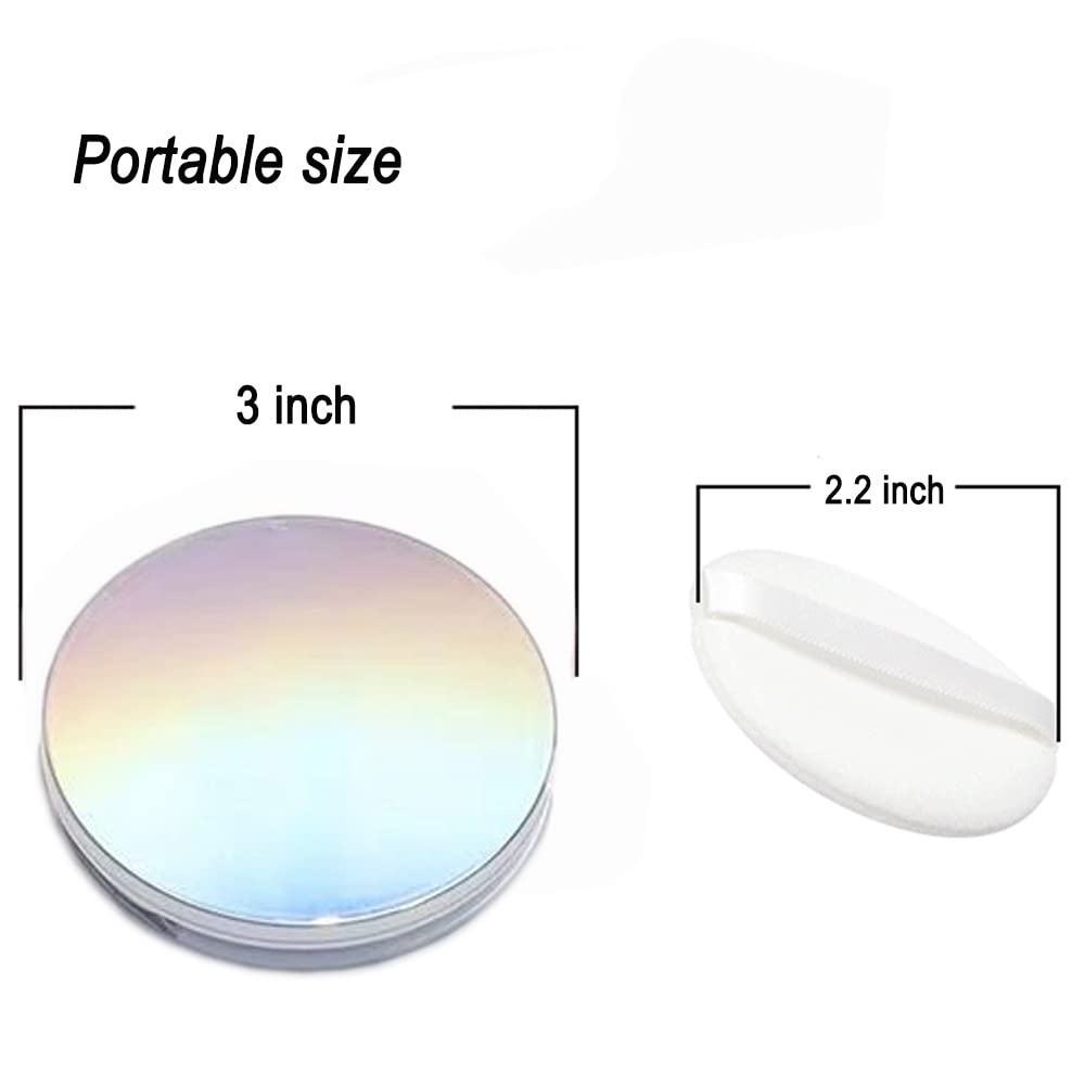 Plastic Loose Powder Compact Container with Velvet Powder puff Mirror and Elasticated Net Sifter,Sohynca Empty Reusable Powder box, 5g Portable DIY Makeup Powder case (SILVER)