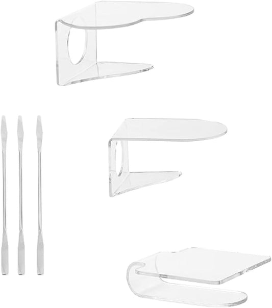 6 Pack Makeup Hand Acrylic Mixing Palette Mixing Tray with Spatulas for Mixing Foundation 3 Styles