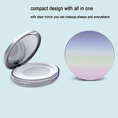 Plastic Loose Powder Compact Container with Velvet Powder puff Mirror and Elasticated Net Sifter,Sohynca Empty Reusable Powder box, 5g Portable DIY Makeup Powder case (SILVER)