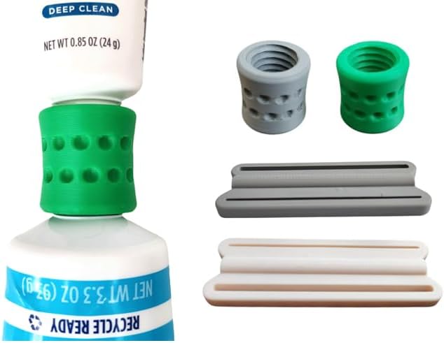 Travel-Size Toothpaste Refill Adapters & Squeezer Combo, 4PCS/Pack, Compatible with Colgate & Crest Toothpaste