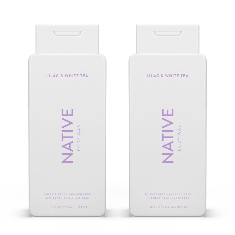 Native Body Wash Contains Naturally Derived Ingredients | For Women & Men, Sulfate, Paraben, & Dye Free Leaving Skin Soft and Hydrating | Lilac & White Tea 18 oz - 2 Pk
