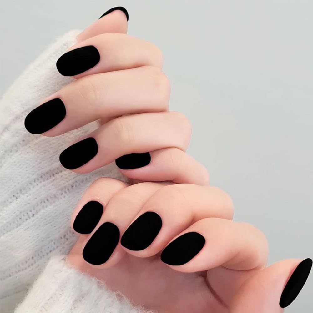 COSMOO 12ml Black Matte Nail Polish, Quick Dry Nail Lacquer for Nail Art Varnish, Mist Effect Matte Finish Velvet Nail Polish, 0.41 fl oz (Black, 0.41 fl oz)