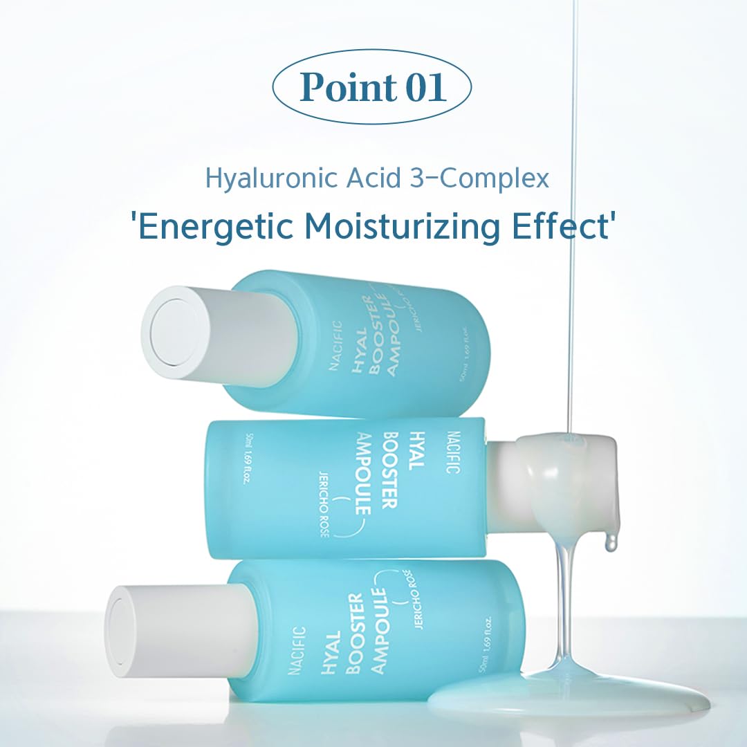 NACIFIC Hyal Booster Hydrating Set Toner 150ml 5.07fl.oz, Ampoule 50ml 1.69fl.oz, Cream 50ml 1.69fl.oz Hyaluronic Acid hydration and calming, ph5.5, Sensitive Skin