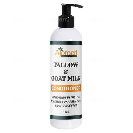 Beef Tallow Conditioner -Unscented Handmade tallow & goat milk conditioner for Damaged hair, all hair types- Moisturizing conditioner- Sulfates, fragrance free- CONDITIONER 12OZ