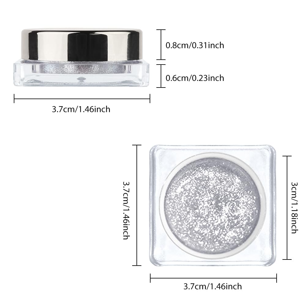 Single Cream Glitter Eyeshadow, Shimmer Eyeshadow Palette, Korean Eye Glitter Makeup, Ultra-Blendable, Sparkle Silver Eye Shadow, Single Shade Metallic Pigmented (Silver)
