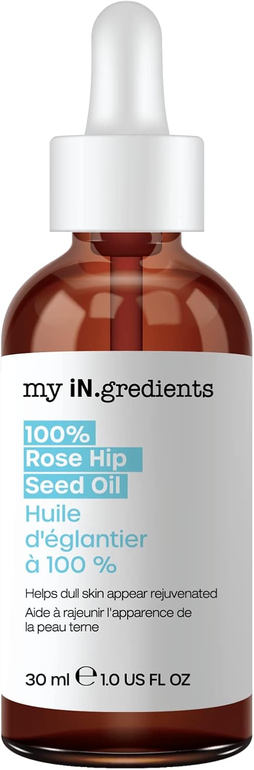 masque BAR My Ingredients 100% Rose Hip Seed Oil, Rejuvenates Dull Skin, Reduces Fine Lines, Wrinkles, Soothes Dry, Itchy Skin, Moisturizing Serum for Face & Hair, Undiluted Body Oil- 1Fl oz