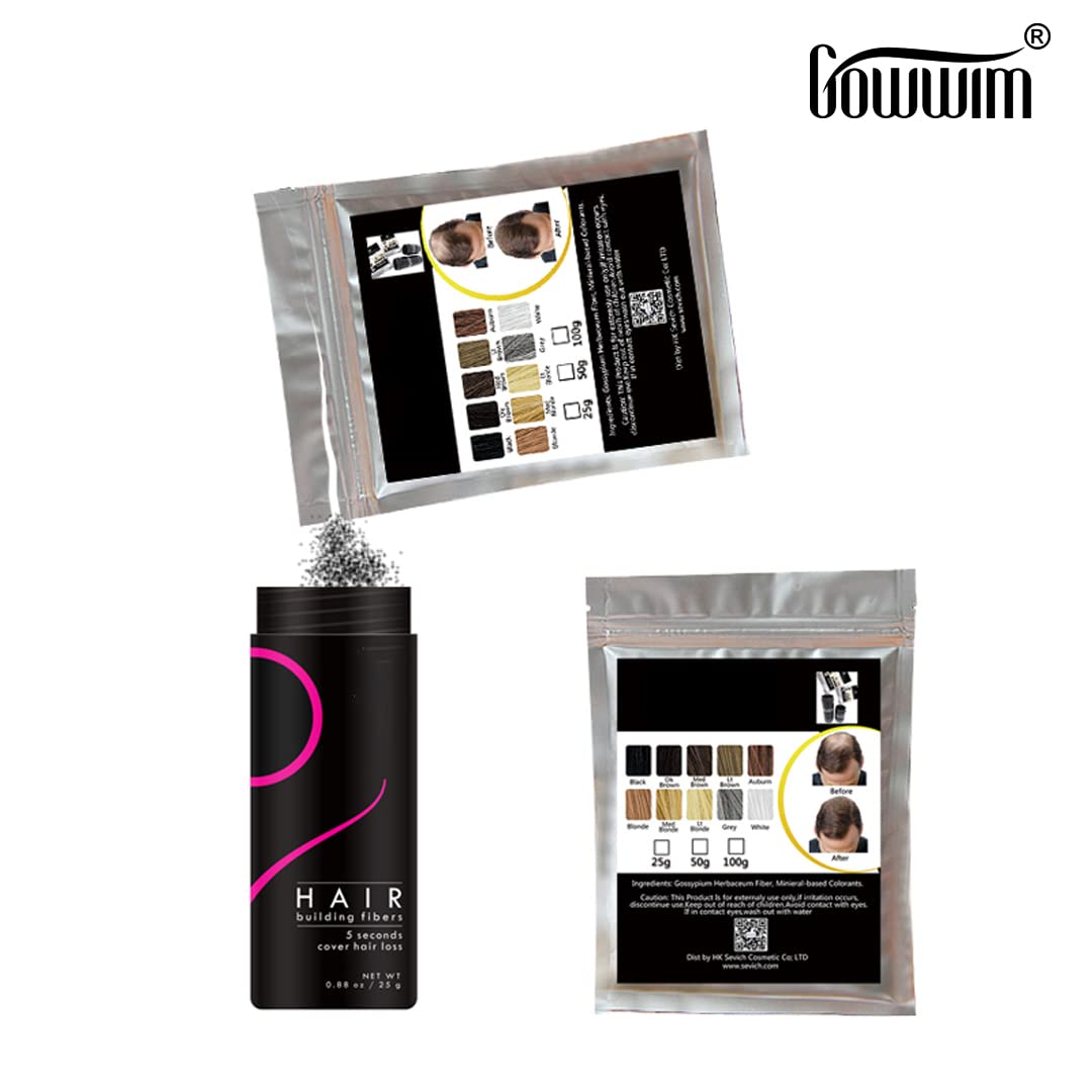 Hair Fibers Hair Building Fibers Undetectable Hair Fuller Thicker,Instantly Cover Sparse Hair 25g/0.88oz (black)