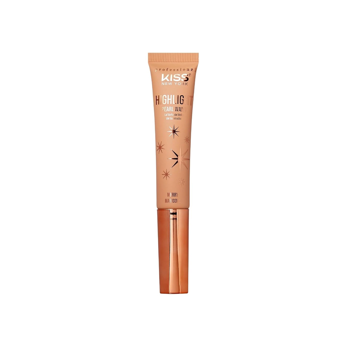 Kiss New York Professional Pearl Liquid Highlighter Beauty Wand, Radiant Glow for Cheek Eye & Lip, Non-Greasy Hydration Lightweight with Sponge-Tip Applicator (Merry Marigold)