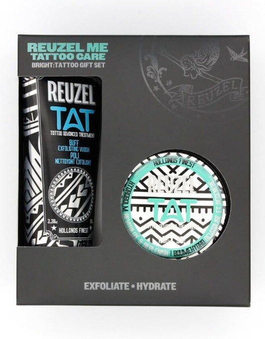 REUZEL BRIGHT Tattoo Care Gift Set, BUFF Exfoliator and Hydrabalm, Revives Colors, Vegan Formula