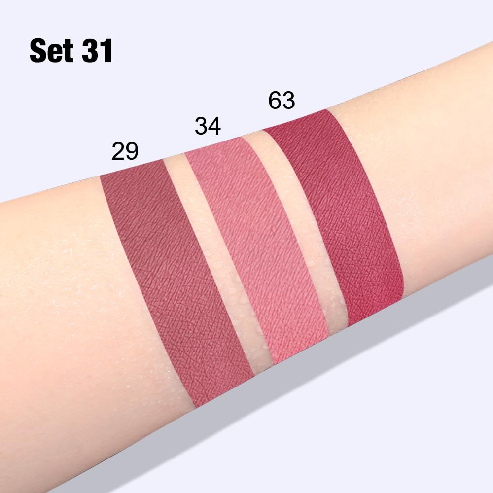 evpct 3Pcs Light Neutral Mauve Matte Liquid Lipstick Lip Stain Sets for Women, Matte Lipstick Long Lasting Waterproof Permanent 24 Hours original, Magic Lip Sticks Pack for Halloween Daily Makeup