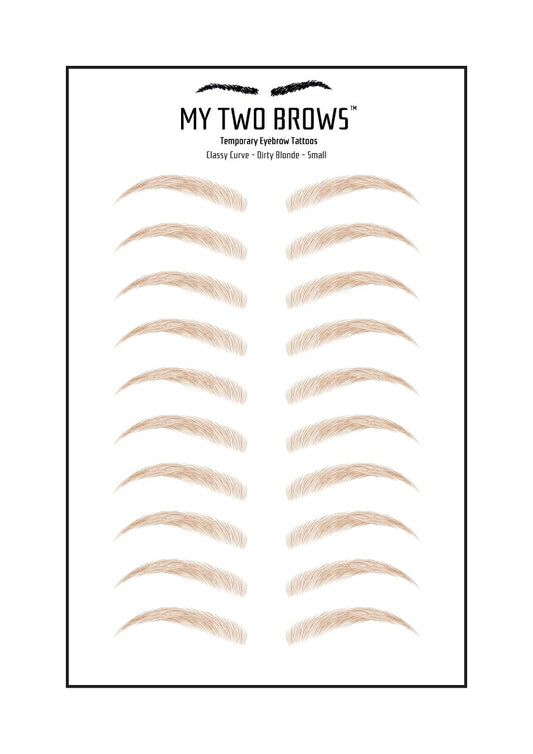 (10 pairs) Dirty Blonde Temporary Eyebrow Tattoo - Small Size - Waterproof & Smudgeproof - Classy Curve Style Eyebrow Stickers - Sheet Lasts up to 30 Days - Won't Work on Existing Brows