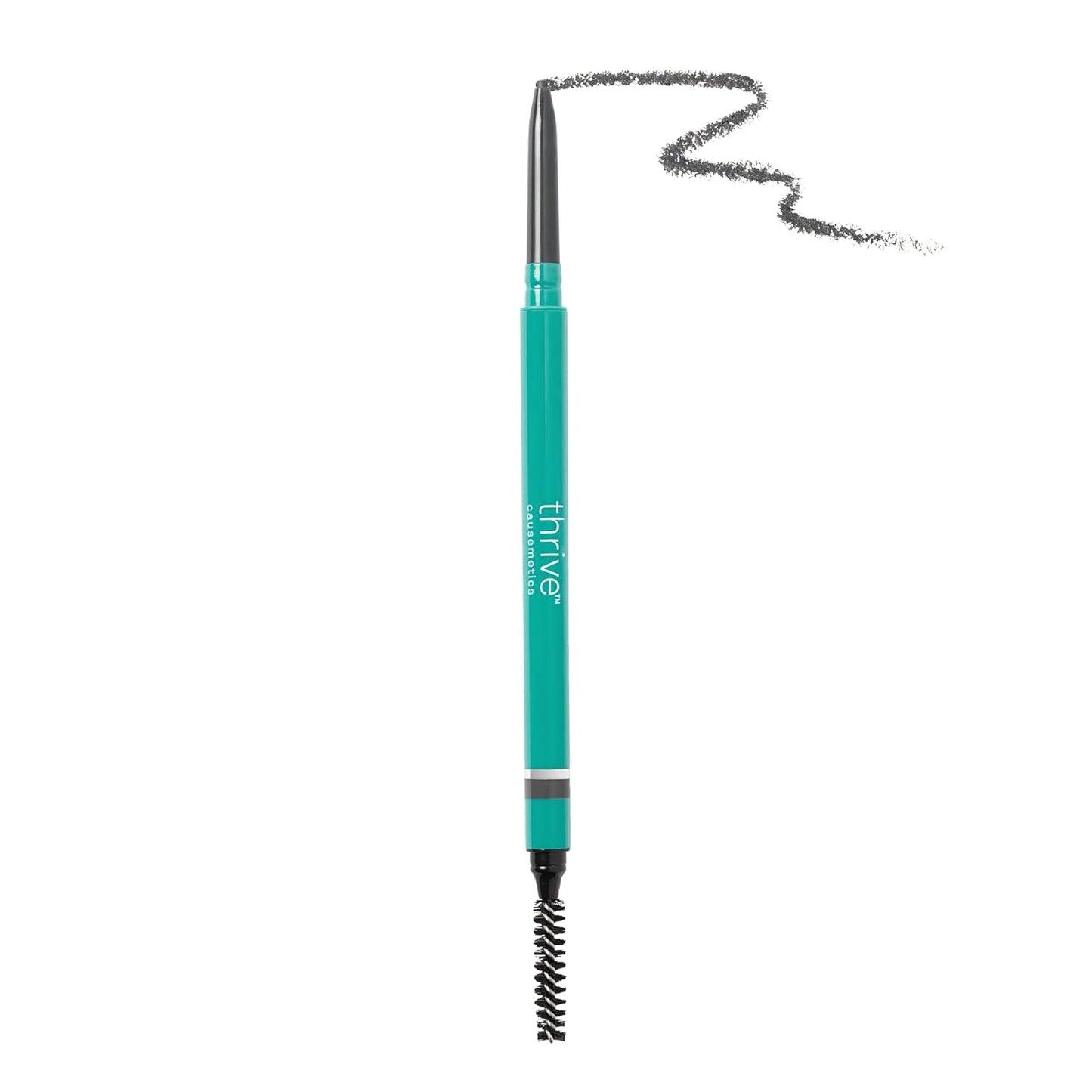 Thrive Causemetics Infinity Waterproof Eyebrow Pencil, Retractable Brow Pencil with Hyaluronic Acid & Shea Butter, Dual Ended Eyebrow Brush Spoolie, Fine Tip, Vegan & Cruelty Free, Nan (Charcoal)