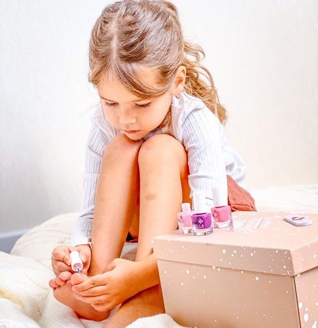 MISS NELLA SWEET LITTLE PACK, Nail Polish Set-Easy Pell off And Water Based Formula, 3 Colors of Nail Glitter set- Cheeky Bunny, Pink A Boo & Little Poppet, Perfect Kids Nail Polish