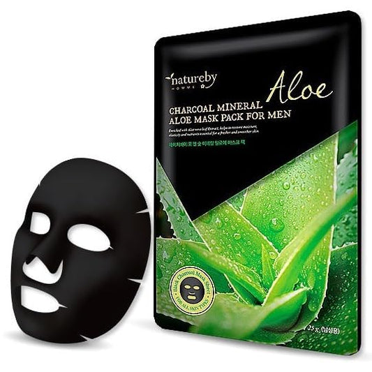 Charcoal Mineral Mask Pack for Men, Korean Skincare Face Wrinkle Treatmen Mask Sheets, Men's Skin Care Sets, Travel Essentials & Gift Sets for Men (Aloe Soothing, Pack of 10pcs)