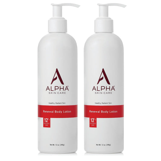 Alpha Skin Care Revitalizing Body Lotion, 12% Glycolic AHA, Simple & Effective Daily Moisturizer Hydroxy Acid, Hydrates & Exfoliates for Soft, Smooth Skin, Anti-Aging, 12 Oz, Pack of 2